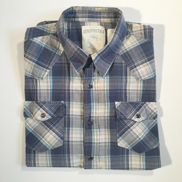 Aéropostale Plaid Western-Detail Short Sleeve - Picture 1 of 4
